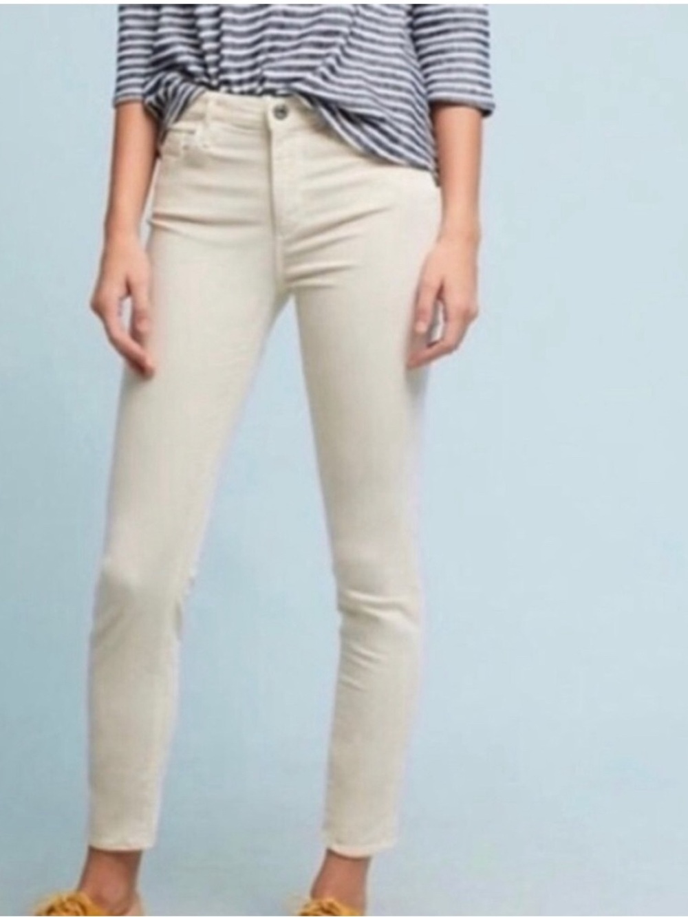 AG Adriano Goldschmied Slim Straight Ankle Jeans in Cream